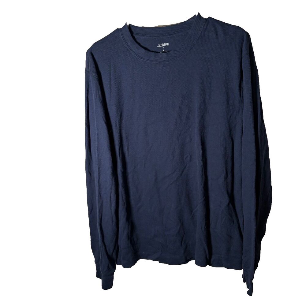 J Crew T-Shirt Men's Large Blue Crew Neck Long Sleeve Textured Shirt Casual